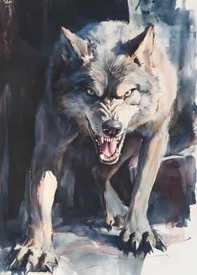 Wolf Watercolor Painting