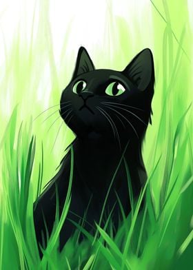 Black Cat in Grass