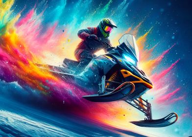 Snowmobile in Color Burst