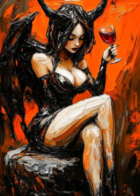 Demoness with Wine