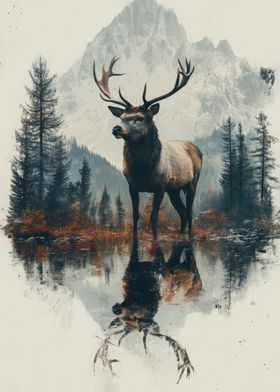 Majestic Deer in Mountain Landscape