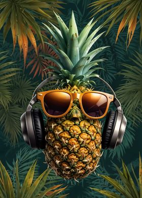 Pineapple with Headphones