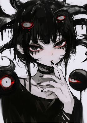 Dark Anime Girl with Eyes