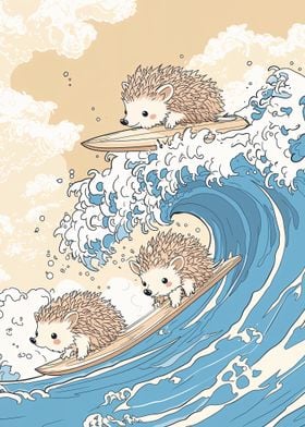 Hedgehogs Surfing Wave