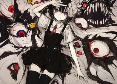 Anime Girl Surrounded by Eyes