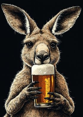 Kangaroo with Beer