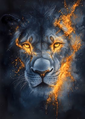 Fiery Lion Portrait