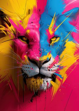 Colorful Lion Portrait