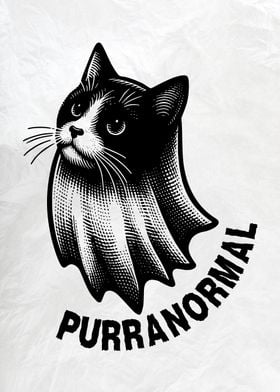 Ghostly Cat Illustration Purr Paranormal