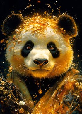 Golden Panda Portrait Animal