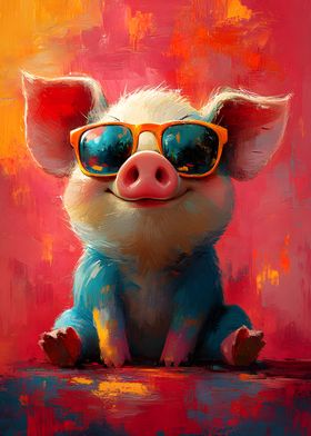 Cute Pig in Sunglasses