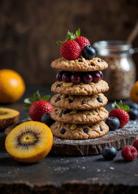 Stack of Cookies with Berries