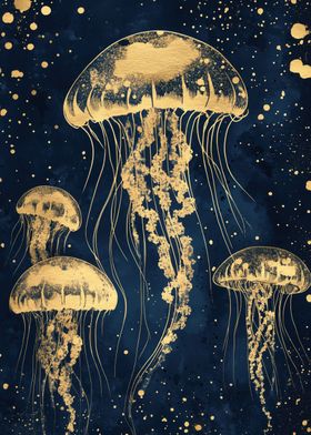 Golden Jellyfish  Abstract