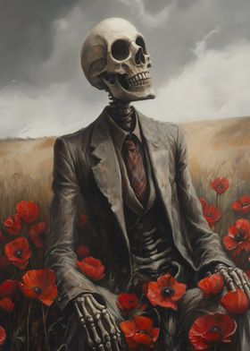 Skeleton in Poppy Field