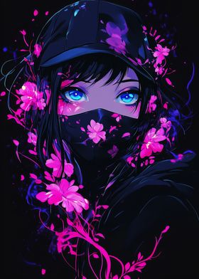 Anime Girl with Flowers