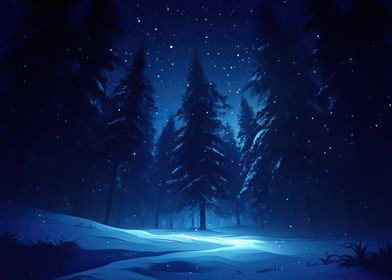 Snowy Forest Night