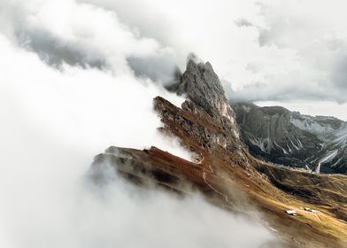 Mountain Peak in Clouds