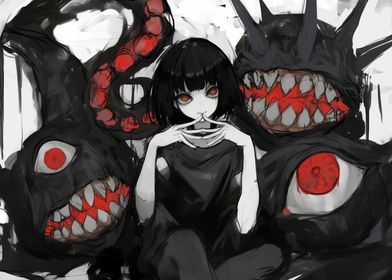 Anime Girl with Monsters