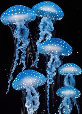 Glowing Blue Jellyfish