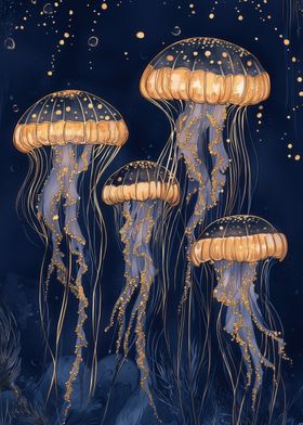 Abstract Golden Jellyfish 