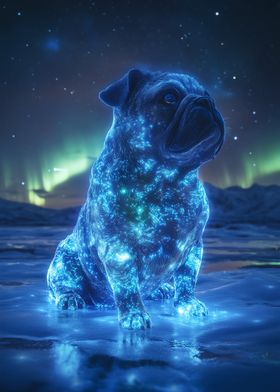 Pug in the Aurora Borealis