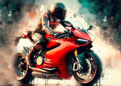 Red Ducati Motorcycle