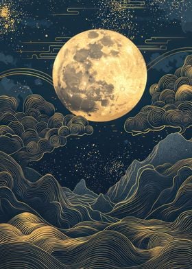 Golden Moon Landscape