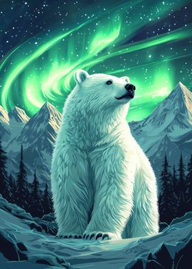 Polar Bear Aurora Borealis