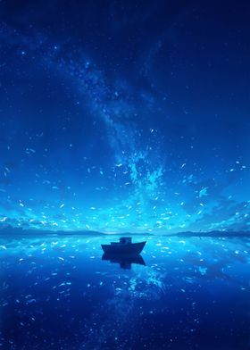 Boat Beneath the Night Sky