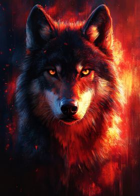 Fiery Wolf Portrait