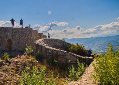 Ruins of an ancient fortress on the top of the Bosnian Pyramid of the Sun in Bosnia