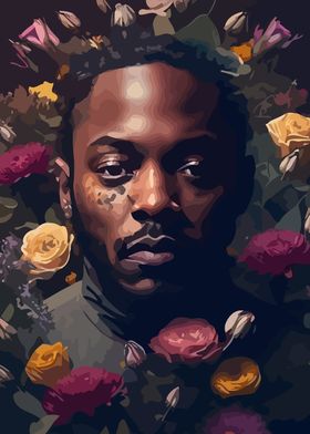 kendrick lamar illustration floral potrait