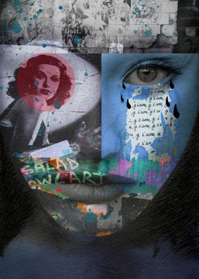 Surreal Collage Portrait of Memory, Love and Tears