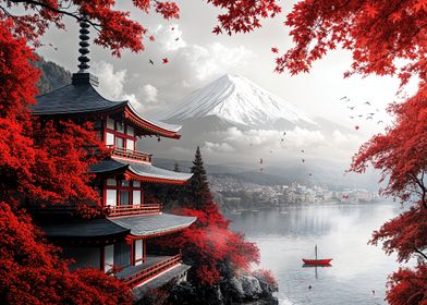 Japanese Pagoda & Mt. Fuji