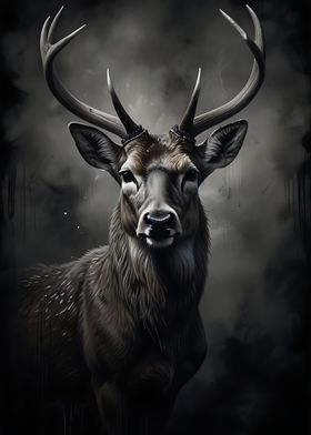 Majestic Dark Deer Portrait