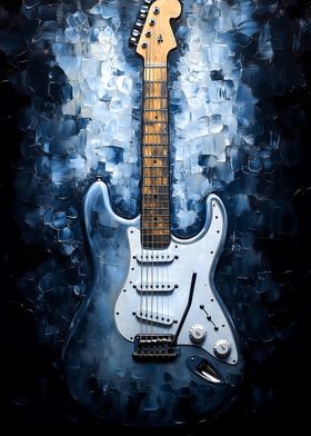 Electric Guitar on Blue Background Music