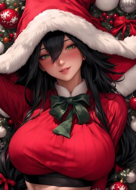 Anime Girl in Santa Hat Christmas