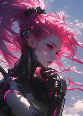 Cyberpunk Female with Pink Hair