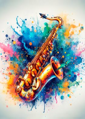 Saxophone Watercolor Art