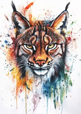 Lynx Watercolor Painting