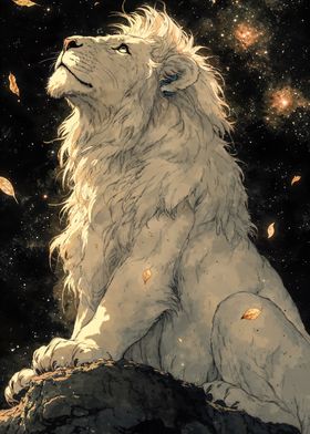 White Lion Under Stars