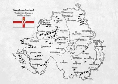 Handdrawn Map of Northern Ireland