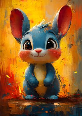 Cute Blue Bunny Painting