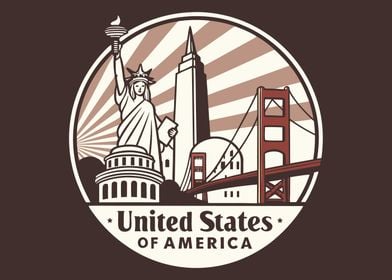 USA Landmark Illustration