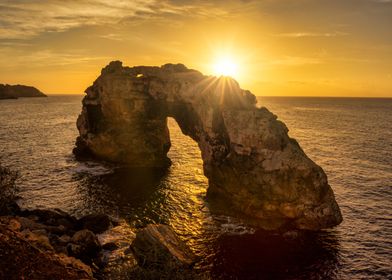 Sunset Arch Mallorca Sea Landscape