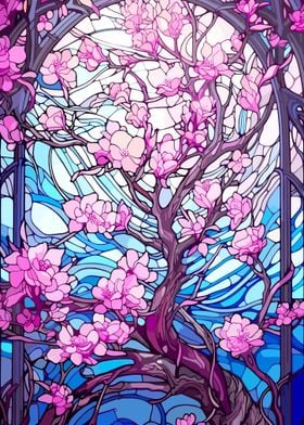 Stained Glass Cherry Blossom