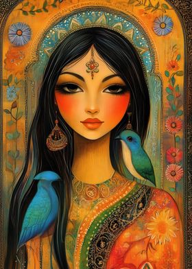 Mystical Woman with Birds