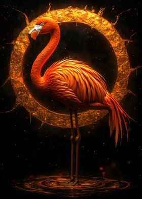 Flamingo in Golden Halo Animal