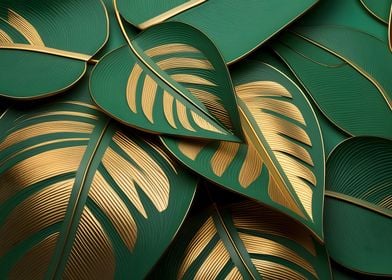 Gold & Green Leaves