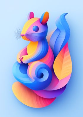 Abstract Colorful Squirrel